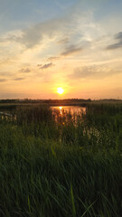sunset over the river