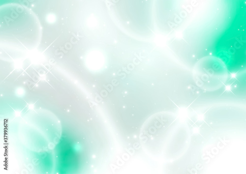 透明感のある背景素材 輝く星 ふわふわの水玉模様 緑 Wall Mural Yx2k