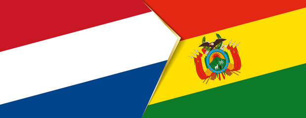 Netherlands and Bolivia flags, two vector flags.