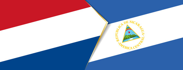 Netherlands and Nicaragua flags, two vector flags.