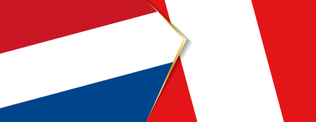 Netherlands and Peru flags, two vector flags.