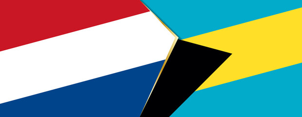 Netherlands and The Bahamas flags, two vector flags.