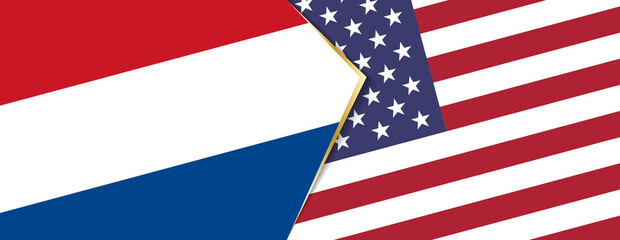 Netherlands and USA flags, two vector flags.