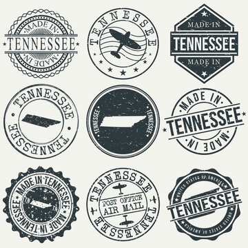 Tennessee Set of Stamps. Travel Stamp. Made In Product. Design Seals Old Style Insignia.