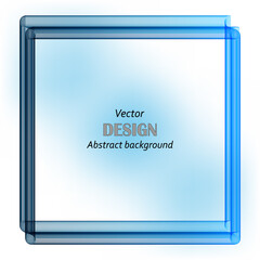 Blue neon square on white background, vector illustration.