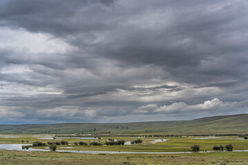 Chuya Valley with Dark Clouds