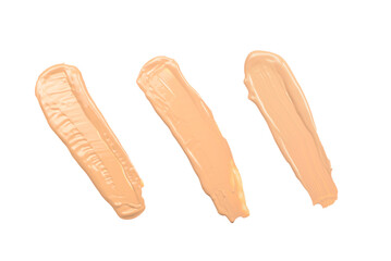 Liquid foundation smudge isolated on white background. Close Up of makeup cream sample.