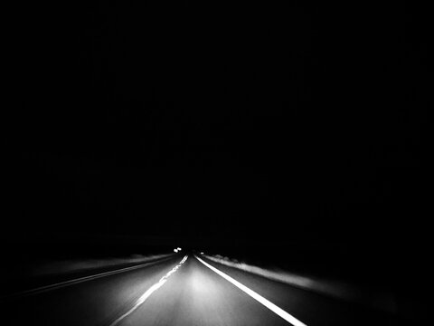 Lonely road at night