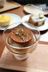 custard, custard cake or panna cotta or custard pudding