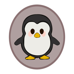 Penguin cute fat bird isolated illustration.