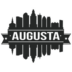 Augusta Maine, Skyline Silhouette Design City Vector Art Stencil Logo.