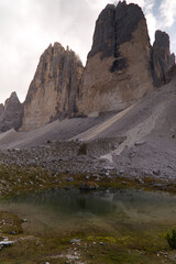 Fototapeta na wymiar The Three peaks of Lavaredo in the Italian Dolomites
