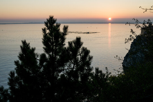 Amazing seascape from a lookout. Duino, Trieste, Italy.