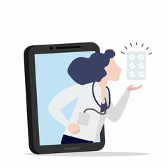 Doctor women on mobile phone online concept