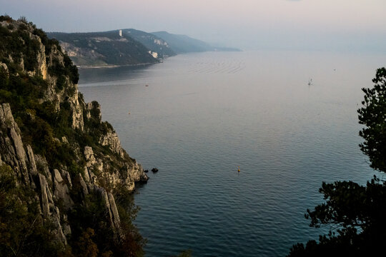 Amazing seascape from a lookout. Duino, Trieste, Italy.