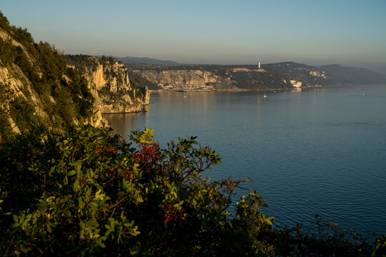 Amazing seascape from a lookout. Duino, Trieste, Italy.
