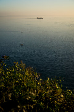 Amazing seascape from a lookout. Duino, Trieste, Italy.
