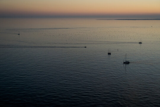 Amazing seascape from a lookout. Duino, Trieste, Italy.