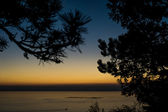 Amazing seascape from a lookout. Duino, Trieste, Italy.