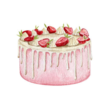 Watercolor sweet cake dessert for bakery logo