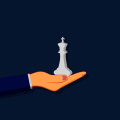 business man with a chess king. Strategy speculation Business concept