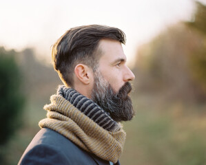 Profile portrait of a handsome man looking away