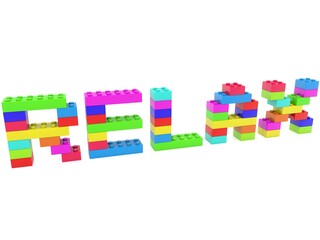 Obraz premium RELAX concept from colored toy bricks to white