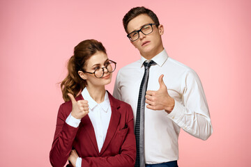 work colleagues business man and woman office management team officials