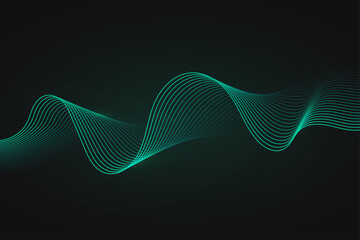 Minimal abstract wave on dark background. Futuristic style backdrop. Dynamic colorful wavy line element for the digital or technology-related concept. Modern vector graphic design illustration. 