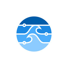 Fototapeta premium Wave technology logo design vector