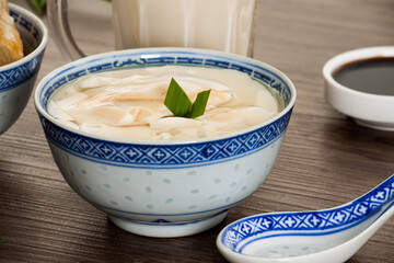 bowl of bean curd or soy pudding