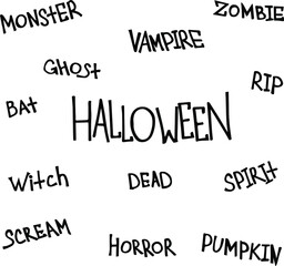 Happy Halloween holiday, 31st October All Saints' Day, isolated hand lettering text in vector