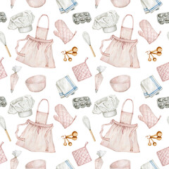 Watercolor seamless pattern for bakery projects