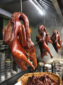 Roast duck hang on window
