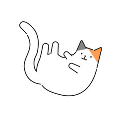 寝そべる三毛猫のシンプルでおしゃれなイラスト