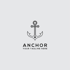 Elegant, trendy, artistic logo icon anchor Logo Design. - Vector