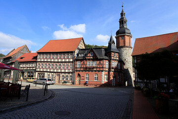 Marktplatz von Stolberg mit Saiogerturm. Stolberg, Sachsen-Anhalt, Deutschland, Europa 