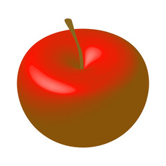 Isometric 3d red apple with a stalk. Ripe fruit. Vector EPS10.