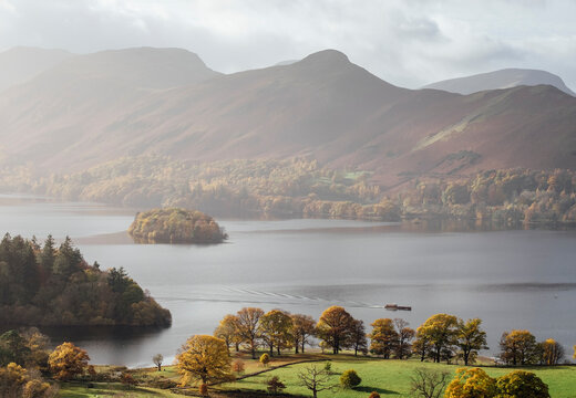 Tour bout on Derwent Water, Cumbria, UK.