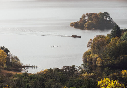 Tour bout on Derwent Water, Cumbria, UK.