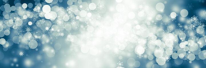 white bokeh blur background / Circle light on blue background / abstract light background