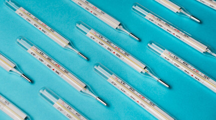 Medical thermometers for measuring temperature.