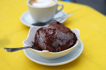 Popular traditional Tartufo di Pizzo desert served with coffee, originated in Calabria, Italy