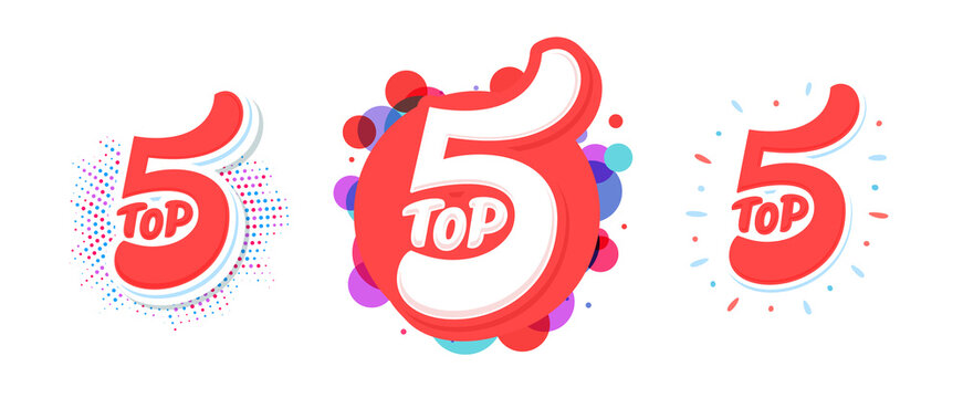 Top 5. Vector icons. Hand-drawn vector illustration.