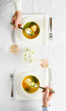 Eating Matzah Ball Soup For Passover