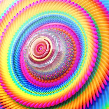 Concentric swirls of rainbow colors