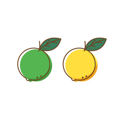 Lemon and lime vector. lemon and lime on white background. lemon and lime logo design.