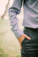 Color Wedding photo. The preparations of the groom on the wedding details and accessories. Preparing for the wedding ceremony.