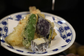 close up of a plate of delicious tempura (Japanese cuisine), Hiroshima, Japan