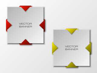 Vector banner. The original form as two form, overlapping. The flat image. Advertising Design shape. Vector label tag.
